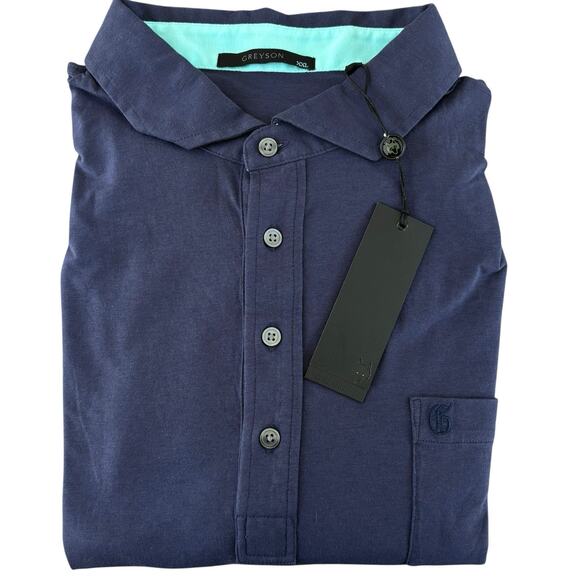 Greyson Spirit Polo Pima Cotton Blend Chest Pocket Embroidered CC Logo XXL Blue - Picture 6 of 7